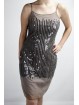 Dress Women's Mini Dress Elegant L Dark Beige - Sequined Vertical rain