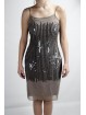 Dress Women's Mini Dress Elegant L Dark Beige - Sequined Vertical rain