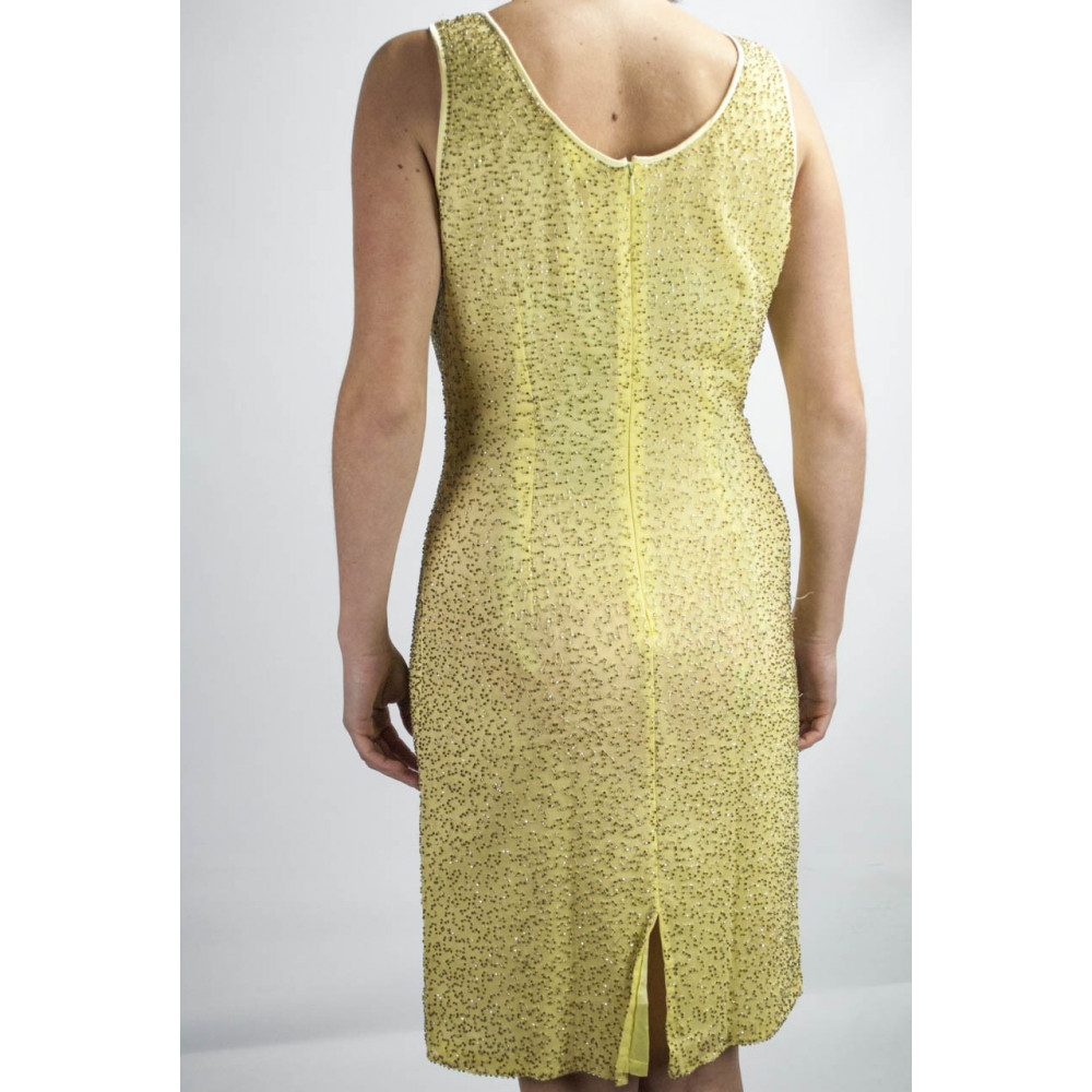 Dress Women's Mini Dress Elegant Yellow - Gold Beads