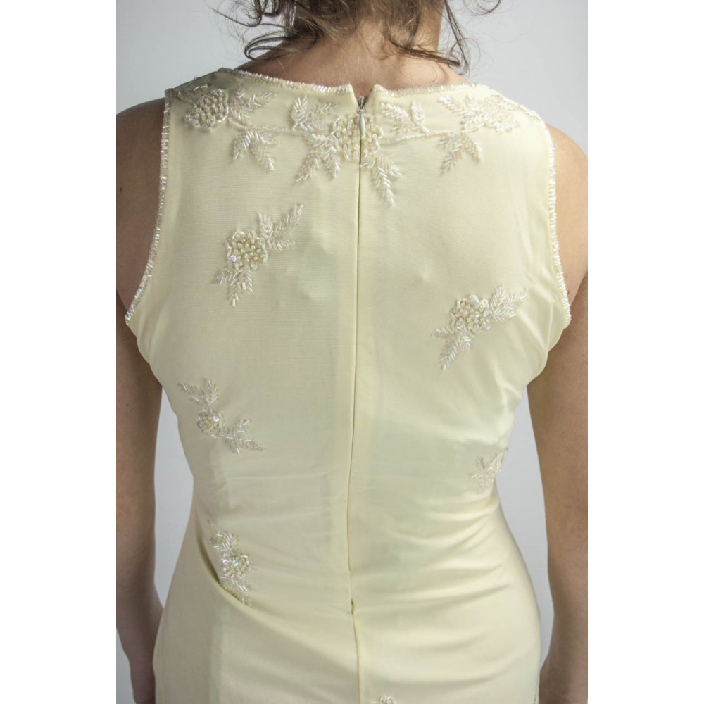 Dress Women's Mini Dress Elegant M Ivory Sequins and Beaded motif Flowers 