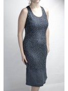 Gown Women's Elegant sheath Dress S Grey - studded Beads 