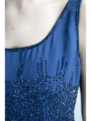 Vestido tubo de mujer elegante M Azul - tachonado de cuentas semitransparentes