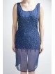 Elegante dames schede jurk M blauw - bezaaid met semi-transparante kralen