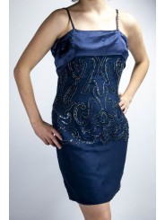Élégante robe fourreau pour femme M Bleu - Bande de satin perlé