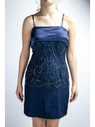 Élégante robe fourreau pour femme M Bleu - Bande de satin perlé