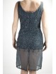 Elegant Woman Sheath Dress M Gray - studded with semi-transparent beads