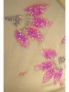 Abito Donna Tubino Elegante L Giallo Sfumato - Fiori Rosa Perline