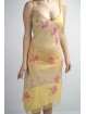 Elegante Vestido Tubo Mujer L Amarillo Degradado - Cuentas Flores Rosadas