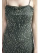Elegant Mini Sheath Dress Woman M Dark Gray - Silver Crossed Beads