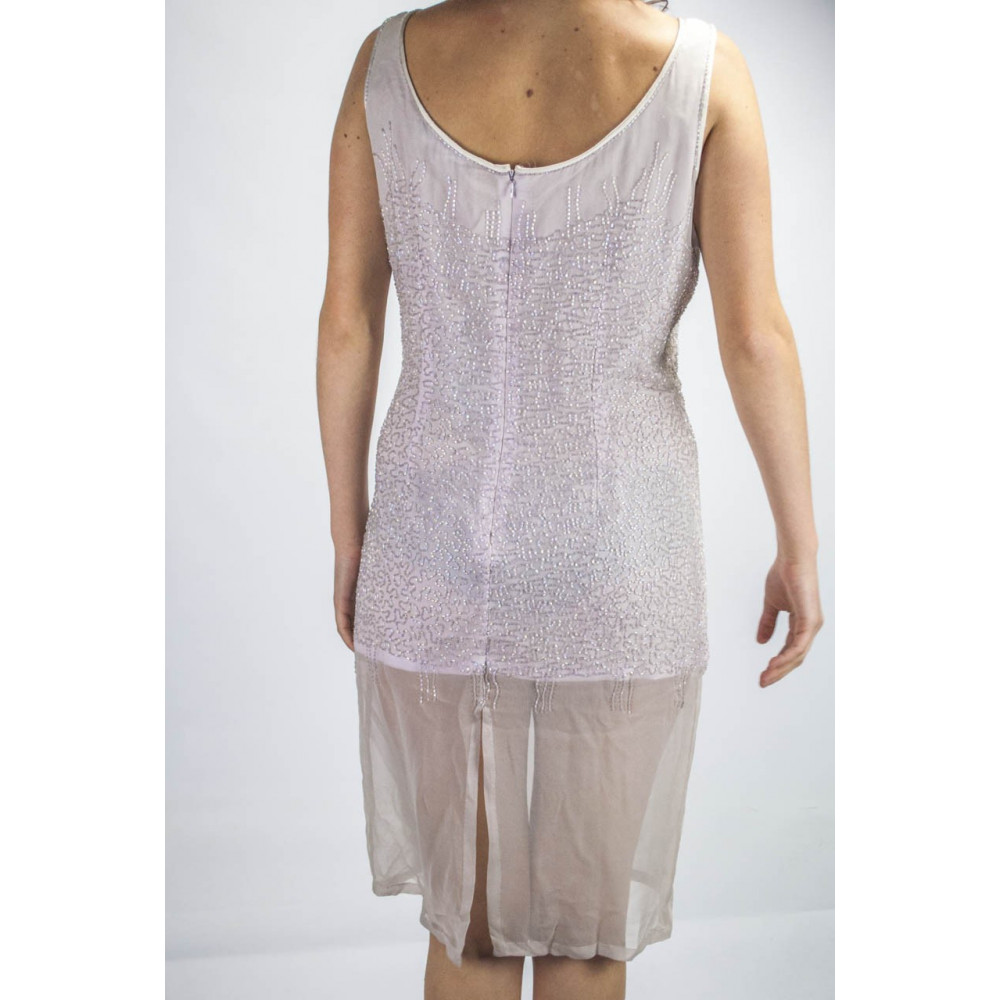 Elegant Woman Sheath Dress M Lilac - bezaaid met semi-transparante kralen