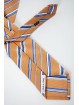 Krawatte Orange Regimental Hellblau Weiß - 100% Reine Seide - Made in Italy