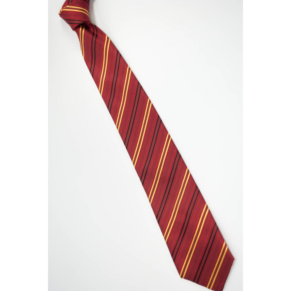 Cravatta Rosso Regimental Giallo Nero - 100% Pura Seta - Made in Italy