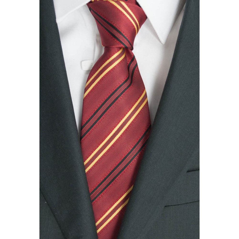 Krawatte Regimental Rot-Gelb-Schwarz - 100% Reine Seide - Made in Italy