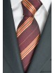 Krawatte Breit Rot Regimental Gelb - 100% Reine Seide - Made in Italy