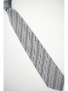 Cravatta Grigio Chiaro Quadri Beige - 100% Pura Seta - Made in Italy