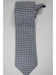 Tie Grey Small Designs White - Laura Biagiotti - 100% Pure Silk