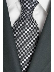 Cravatta Nero Piccoli Disegni Bianco - Laura Biagiotti - 100% Pura Seta