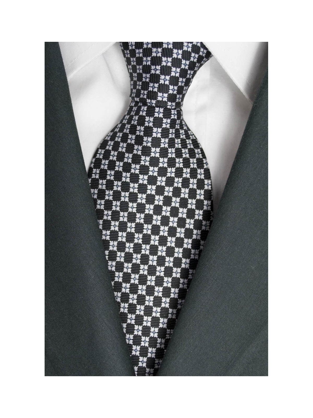Tie Black Small Designs White - Laura Biagiotti - 100% Pure Silk
