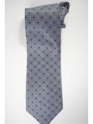 Krawatte Grau mit Kleinen Zeichnungen in Schwarz und Weiß - Laura Biagiotti - 100% Reine Seide