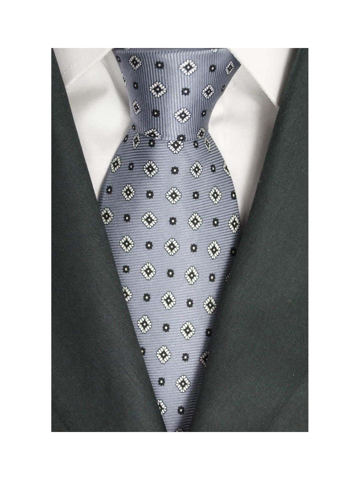Krawatte Grau mit Kleinen Zeichnungen in Schwarz und Weiß - Laura Biagiotti - 100% Reine Seide