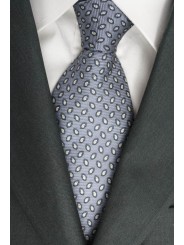 Krawatte Grau Kleine Muster-Weiß und Grau-Dunkel - Laura Biagiotti - 100% Reine Seide