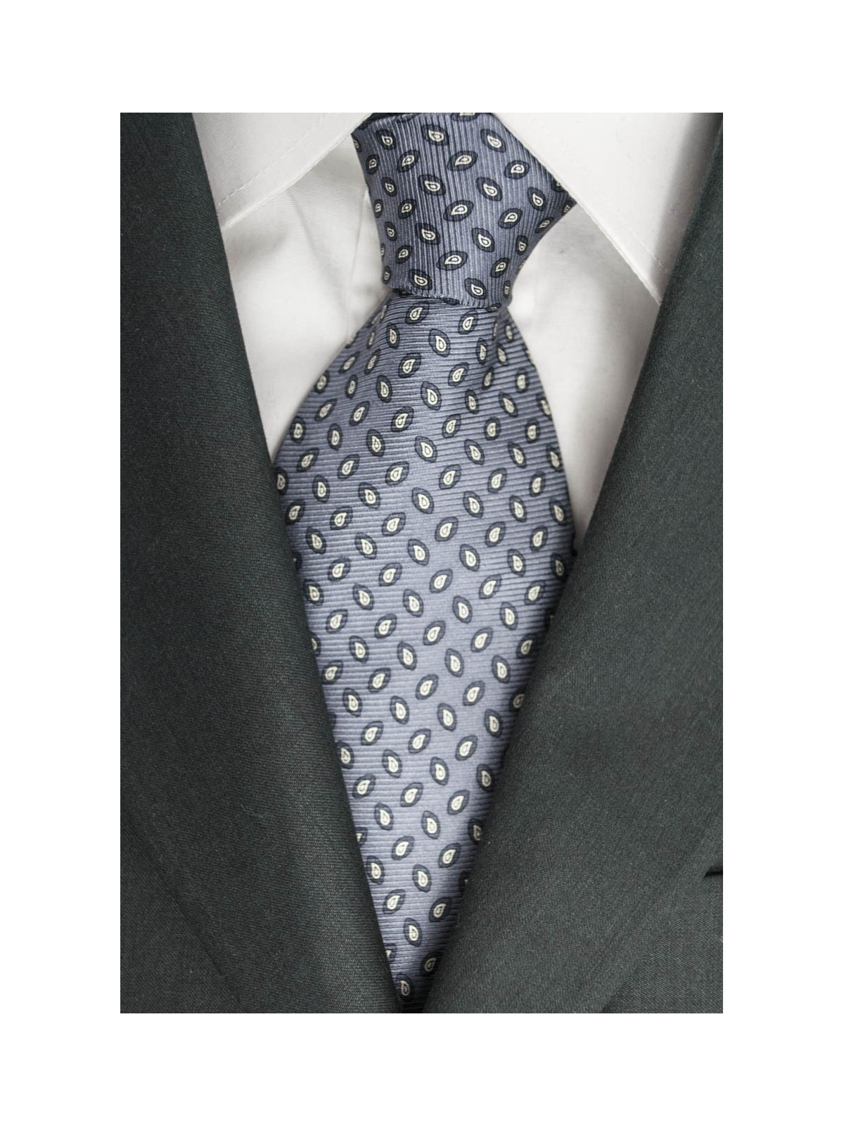 Tie Grey Small Designs in White and Dark Grey - Laura Biagiotti - 100% Pure Silk