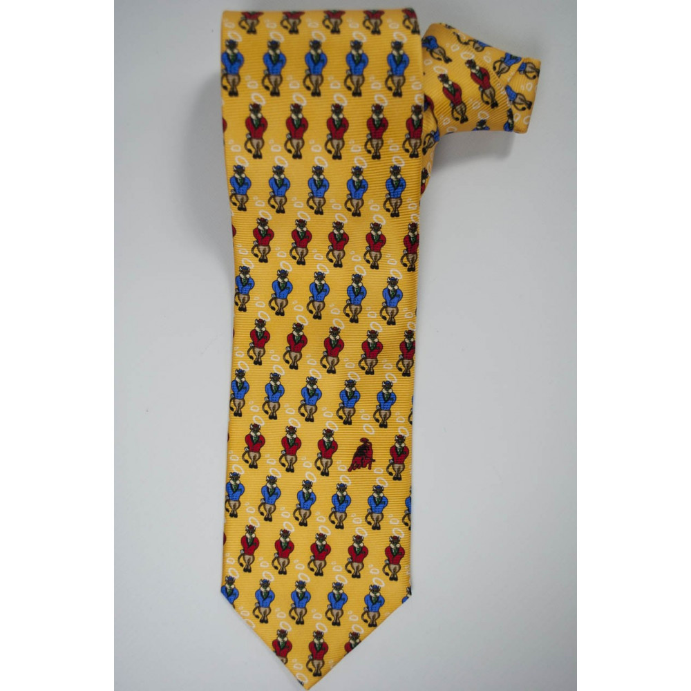 Corbata Amarillo Con Diseños Pequeños Toro De Lamborghini - 100% Pura Seda