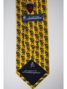 Yellow Tie With Small Designs Bull Lamborghini - 1027 - 100% Pure Silk