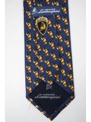 Tie Dark Blue Small Designs Bull Lamborghini - 1027 - 100% Pure Silk