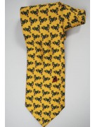 Krawatte In Gelb Mit Kleinen Zeichnungen Stier Lamborghini - 1026 - 100% Reine Seide