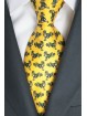 Yellow Tie With Small Designs Bull Lamborghini - 1026 - 100% Pure Silk