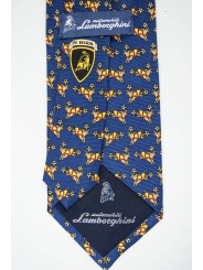 Krawatte-Blau-Navy Muster Stier Lamborghini - 1026 - 100% Reine Seide