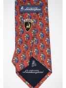 Krawatte Rot, Zeichnungen Stier Lamborghini - 1030 - 100% Reine Seide