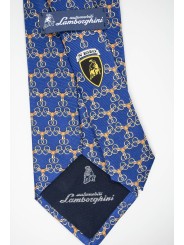 Cravatta Blu Chiaro Piccoli Disegni Lamborghini  - 1020 - 100% Pura Seta