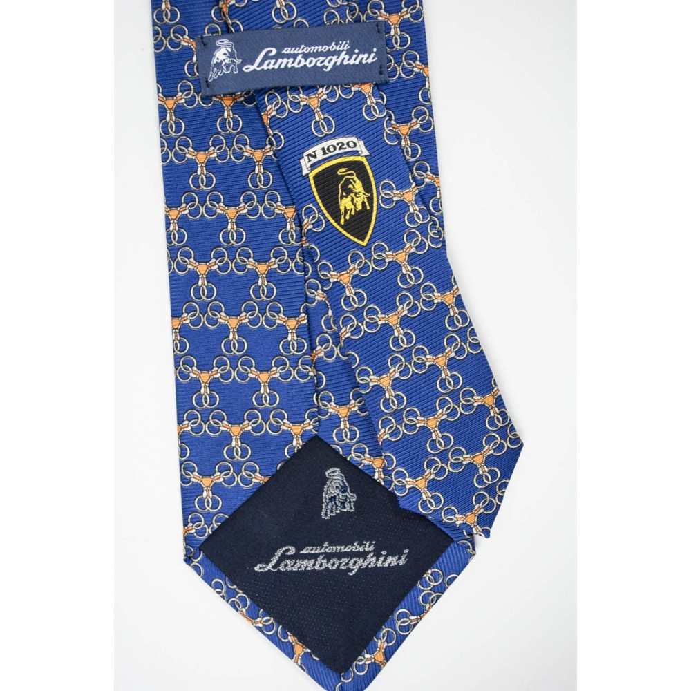 Corbata Azul Claro Dibujos Pequeños Lamborghini - 1020 - 100% Pura Seda
