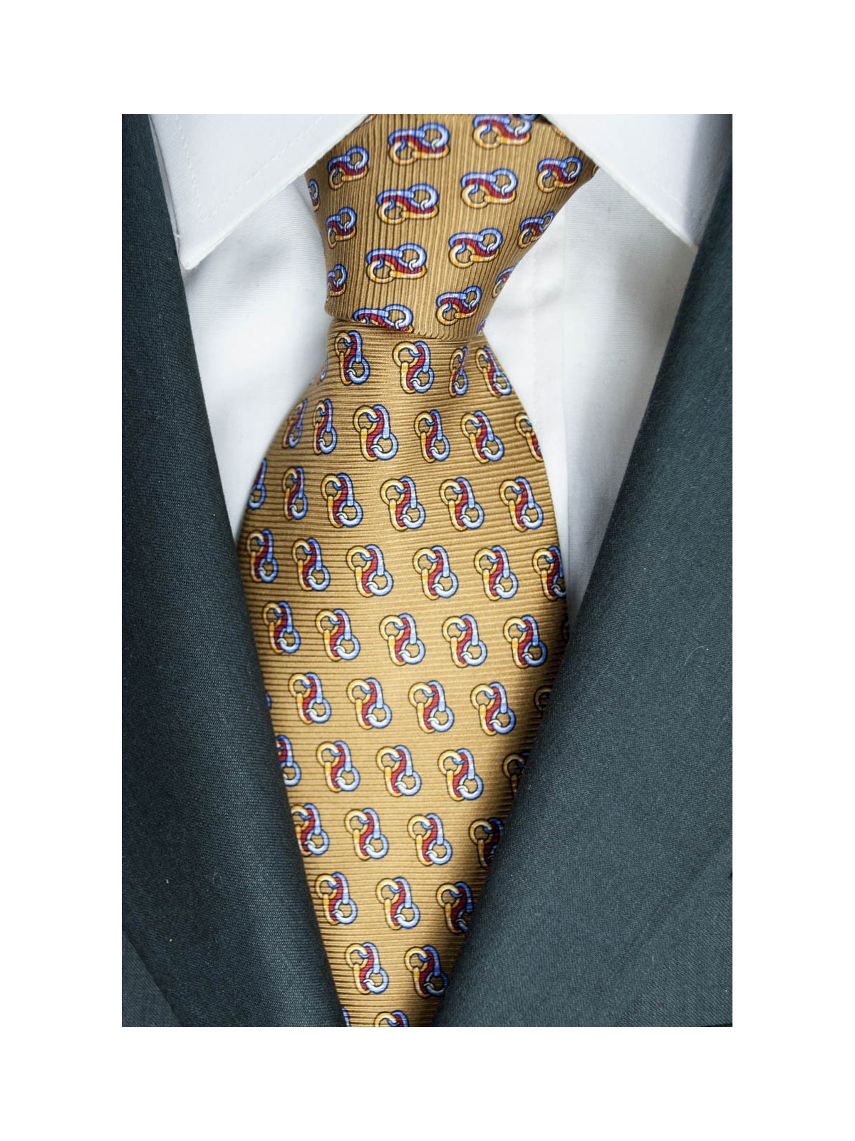 Cravatta Beige Piccoli Disegni Lamborghini  - 1018 - 100% Pura Seta