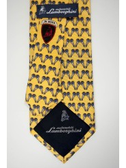Cravatta Gialla Piccoli Disegni Lamborghini  - 1011 - 100% Pura Seta