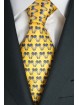 Gelbe Krawatte Mit Kleinen Zeichnungen Lamborghini - 1011 - 100% Reine Seide