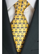 Cravatta Gialla Piccoli Disegni Lamborghini  - 1011 - 100% Pura Seta