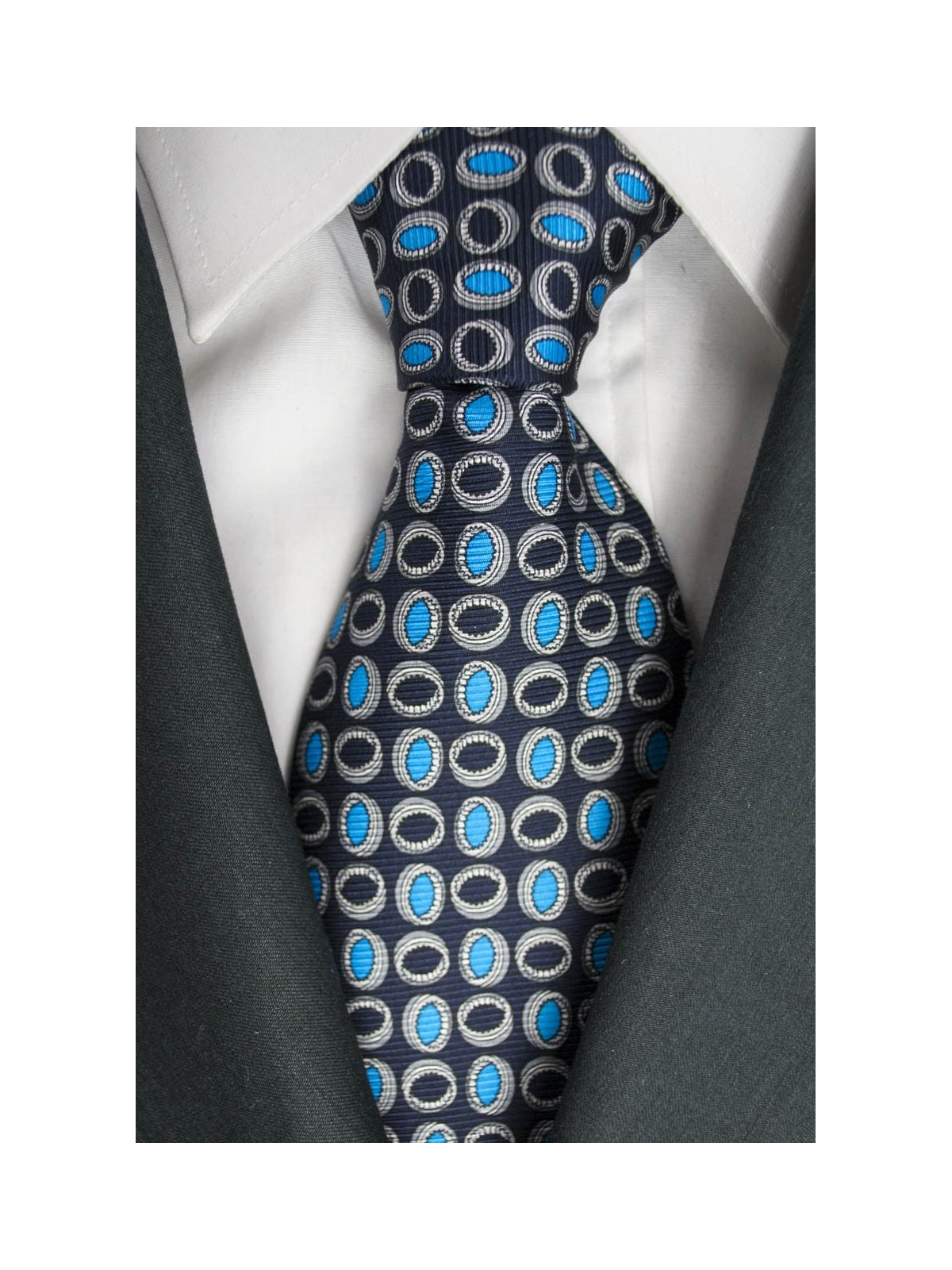 Blue Tie With Small Designs Turquoise Lamborghini - 1013 - 100% Pure Silk