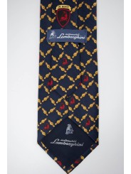 La corbata azul de Dibujo de las Velas y el Toro de Lamborghini - 1017 - 100% Pura Seda