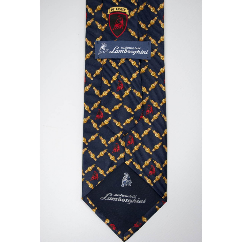 La corbata azul de Dibujo de las Velas y el Toro de Lamborghini - 1017 - 100% Pura Seda