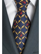 Cravatta Blu Disegno Candele e Toro Lamborghini  - 1017 - 100% Pura Seta