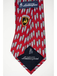 Krawatte Mit Kleinen Zeichnungen Stoßdämpfer Lamborghini - Schwarz, Rot, Gelb, Grün - 100% Reine Seide