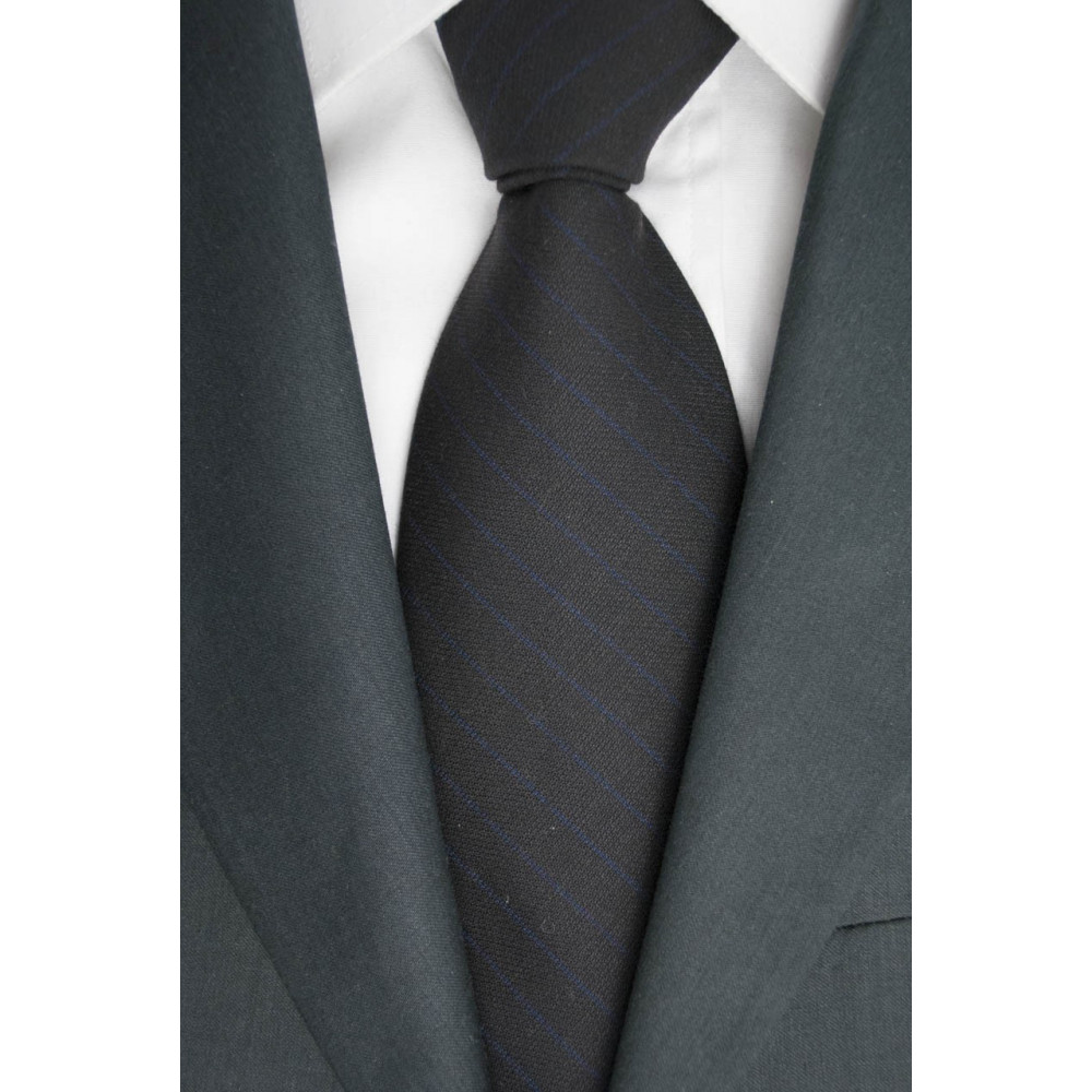 Krawatte Schwarz Regimental Blau Cacharel - 100% Reine Wolle - Made in Italy