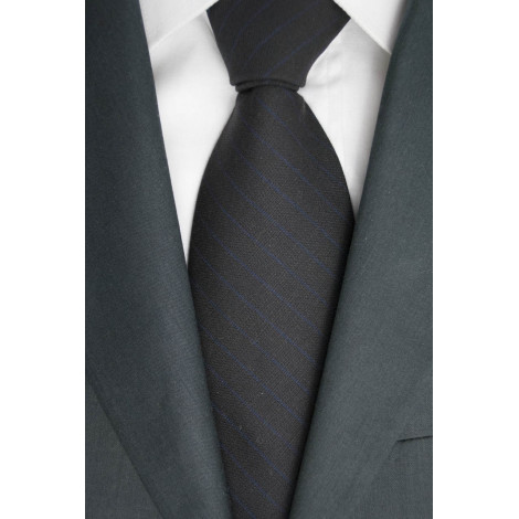 Tie Black Regimental Blue Cacharel - 100% Pure new Wool - Made in Italy
