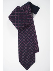 Tejer corbata Azul Oscuro patrón de Diamante de color Rosa - el 100% de la Cachemira Pura - Hecho en Italia