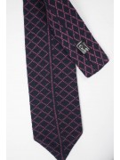 Knit tie Dark Blue Diamond pattern Pink - 100% Pure Cashmere - Made in Italy