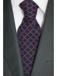 Tejer corbata Azul Oscuro patrón de Diamante de color Rosa - el 100% de la Cachemira Pura - Hecho en Italia