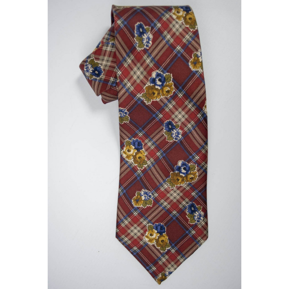 Tie Borbonese Scottish Design and Flowers - 100% Pure Silk